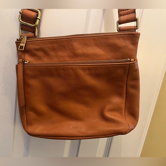 Fossil Handbags - Fossil light brown leather purse adjustable strap shoulder or crossbody